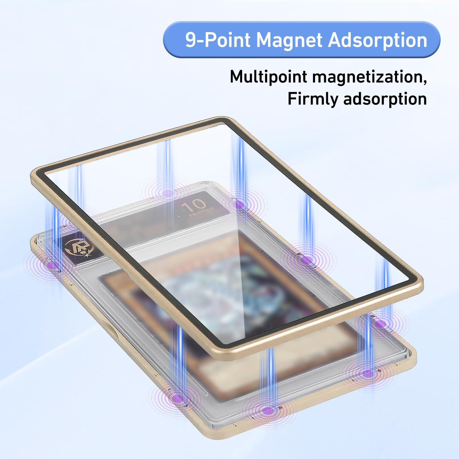 Wisvov Gold Aluminum Alloy Magnetic Graded Card Case – Drop-Tested 9-Point Lock Protector for 35PT PSA/CSG Slabs, UV Resistant Display & Long-Term Storage