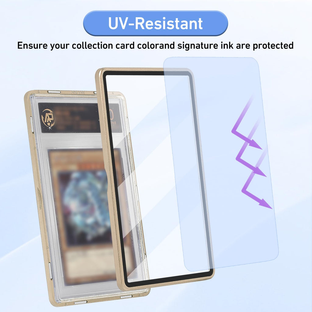 Wisvov Gold Aluminum Alloy Magnetic Graded Card Case – Drop-Tested 9-Point Lock Protector for 35PT PSA/CSG Slabs, UV Resistant Display & Long-Term Storage