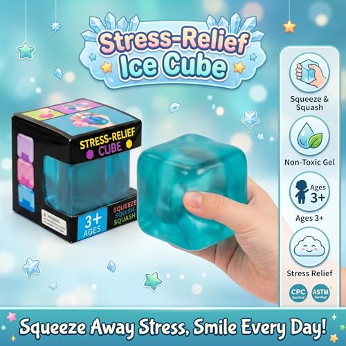WISYME Blue Stress Cube 2.25 Inch - Slow Rising Squishy Fidget Toy for Relaxation & Focus