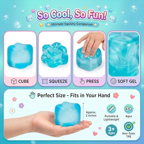 WISYME Blue Stress Cube 2.25 Inch - Slow Rising Squishy Fidget Toy for Relaxation & Focus