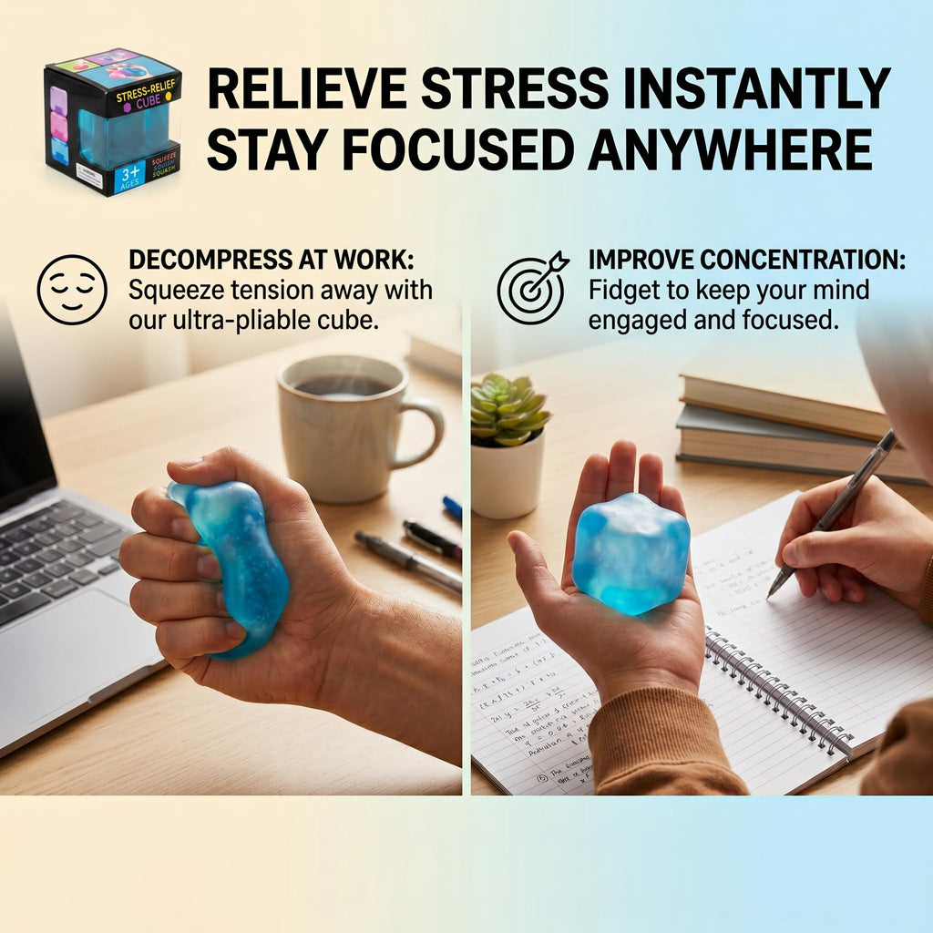 WISYME Blue Stress Cube 2.25 Inch - Slow Rising Squishy Fidget Toy for Relaxation & Focus