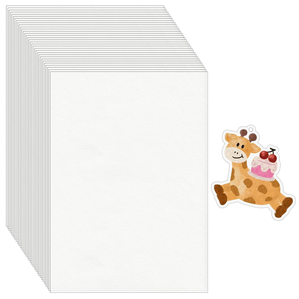 WISYOK 50 Pack Shrinky Plastic Sheets - 8.5 x 5.8 inch Frosted PVC Film for DIY Keychains Crafts