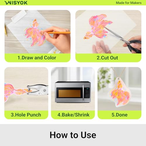 WISYOK 50 Pack Shrinky Plastic Sheets - 8.5 x 5.8 inch Frosted PVC Film for DIY Keychains Crafts
