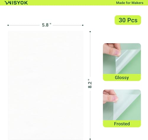 WISYOK 50 Pack Shrinky Plastic Sheets - 8.5 x 5.8 inch Frosted PVC Film for DIY Keychains Crafts