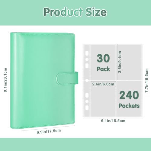 WITHYU A5 Card Collector Binder – Green PU Leather, 240 Card Capacity