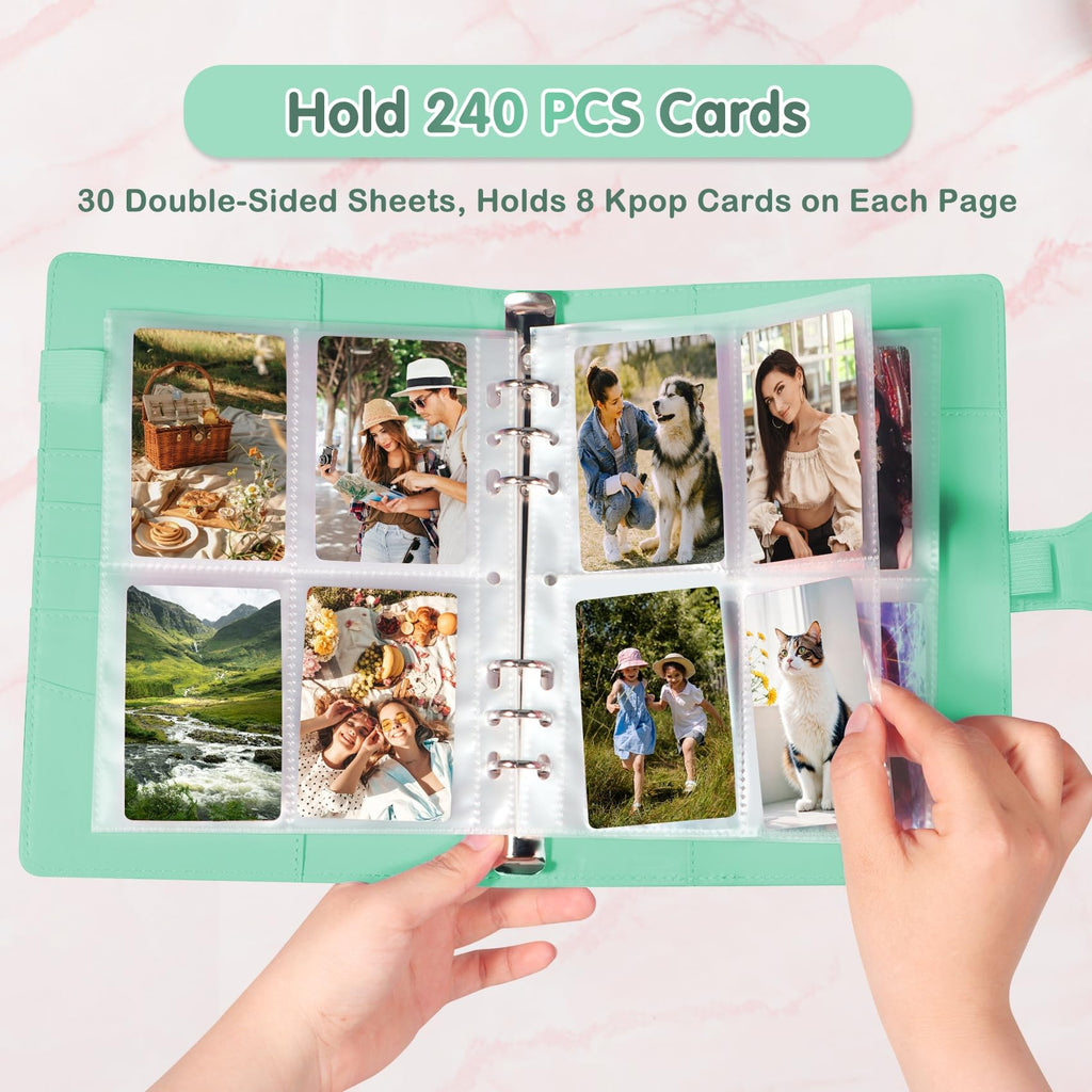 WITHYU A5 Card Collector Binder – Green PU Leather, 240 Card Capacity