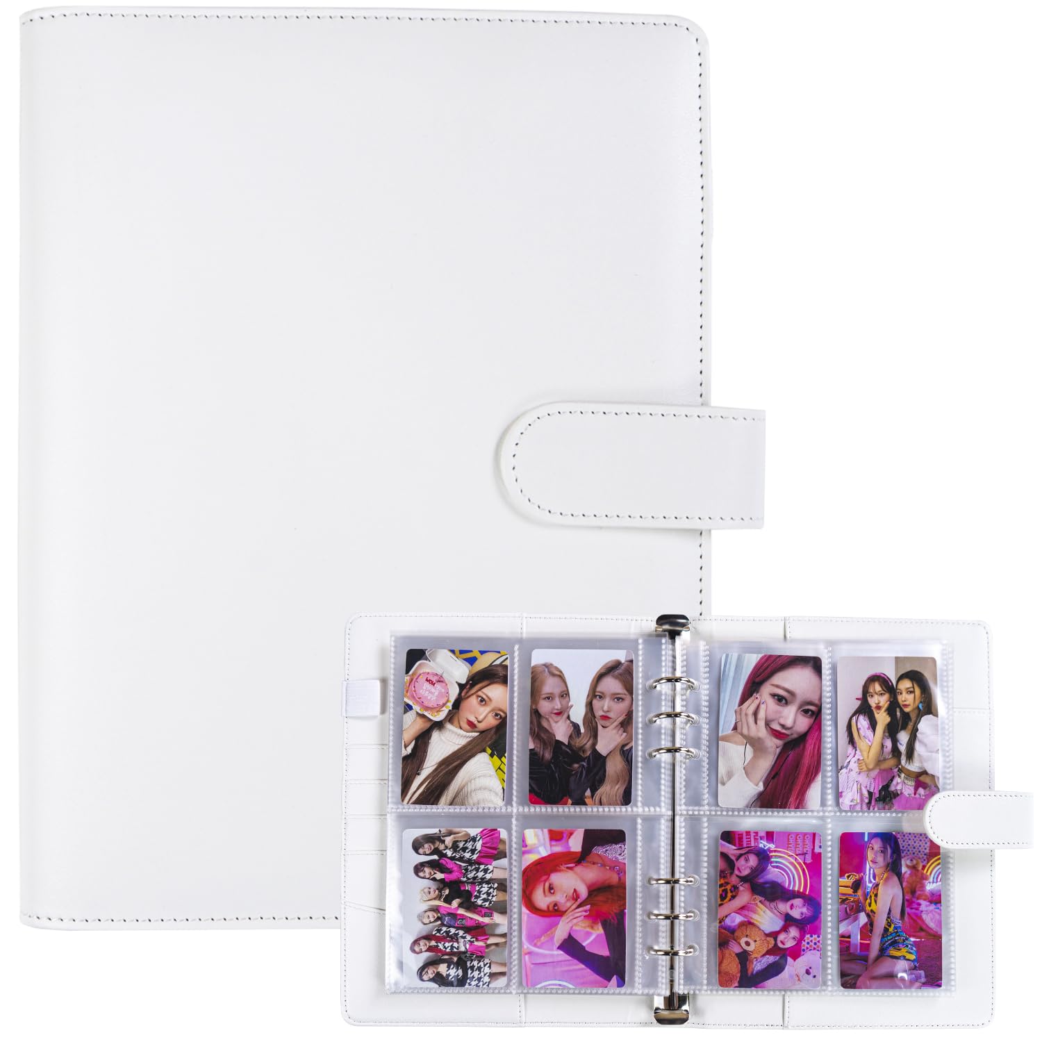 WITHYU A5 Kpop Photocard Binder - 240 Slot PU Leather Album with 30 Refill Pages, White