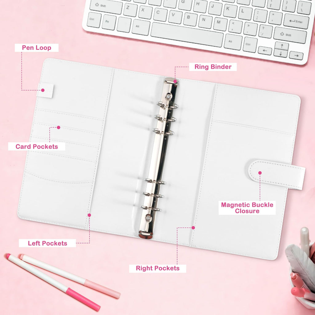 WITHYU A5 Kpop Photocard Binder - 240 Slot PU Leather Album with 30 Refill Pages, White