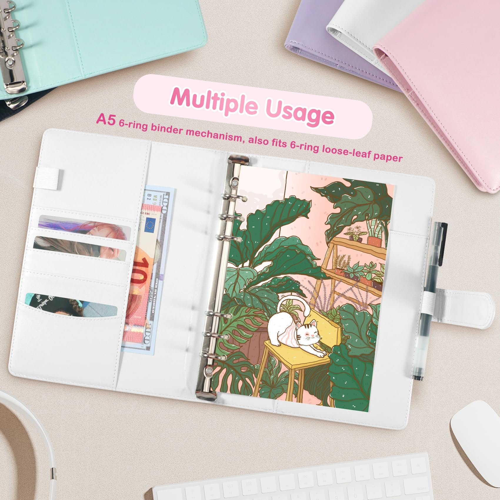 WITHYU A5 Kpop Photocard Binder - 240 Slot PU Leather Album with 30 Refill Pages, White