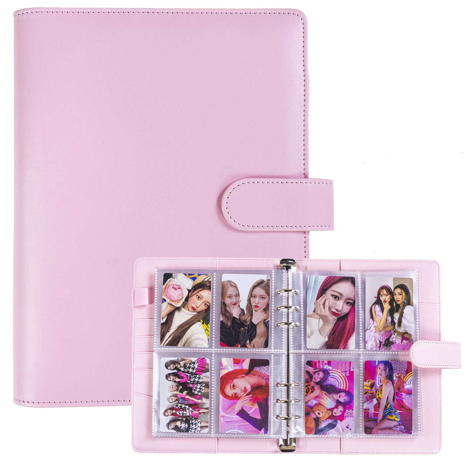 WITHYU A5 Kpop Photocard Binder - Pink, 240-Card Capacity, 4-Pocket Pages, Magnetic Closure