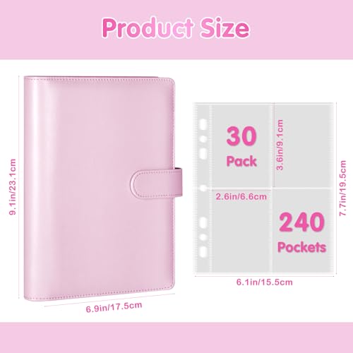 WITHYU A5 Kpop Photocard Binder - Pink, 240-Card Capacity, 4-Pocket Pages, Magnetic Closure