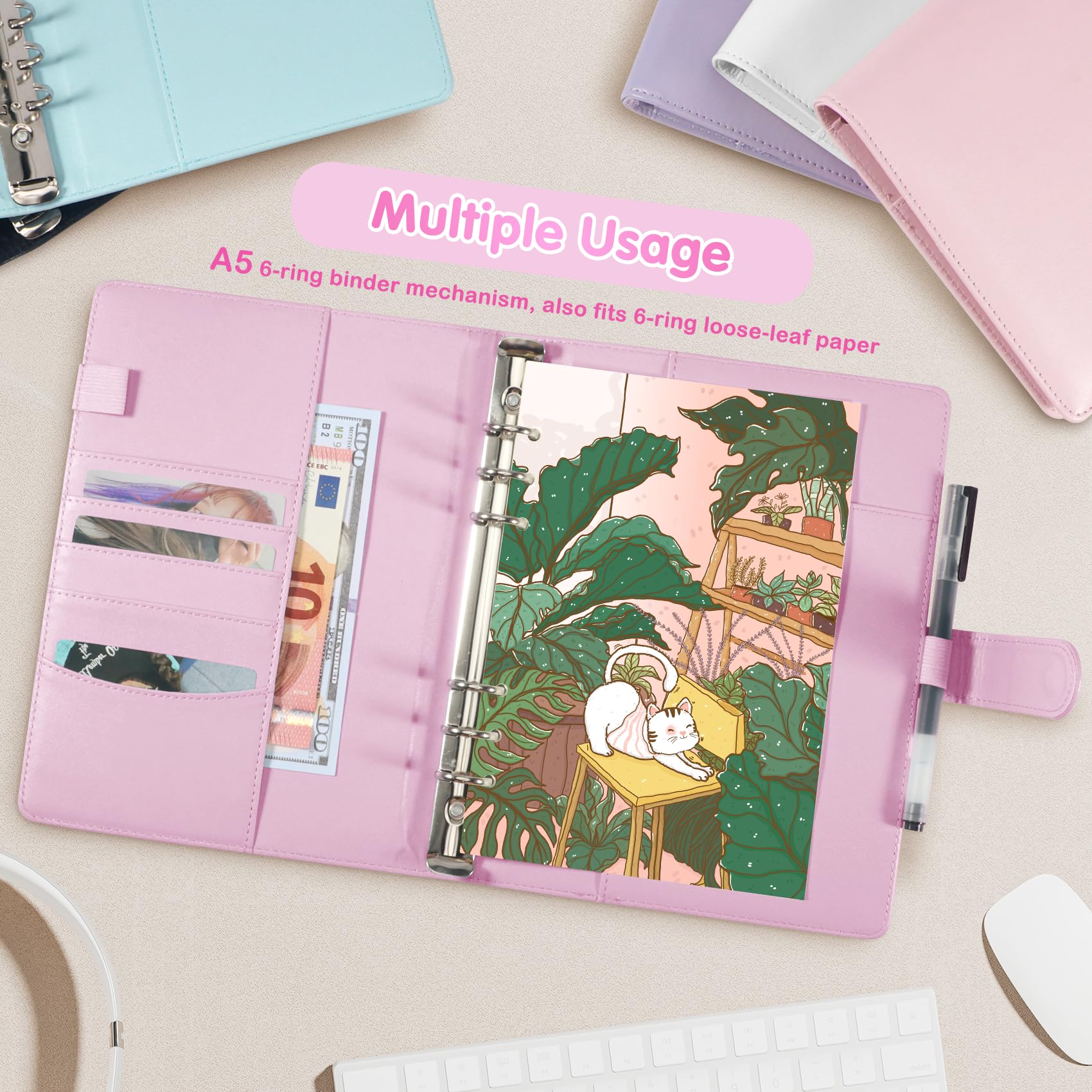 WITHYU A5 Kpop Photocard Binder - Pink, 240-Card Capacity, 4-Pocket Pages, Magnetic Closure