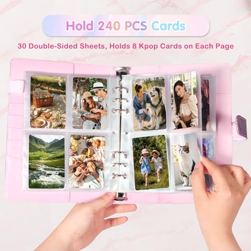 WITHYU A5 Kpop Photocard Binder – Shining Pink, 240-Card Capacity with Magnetic Closure