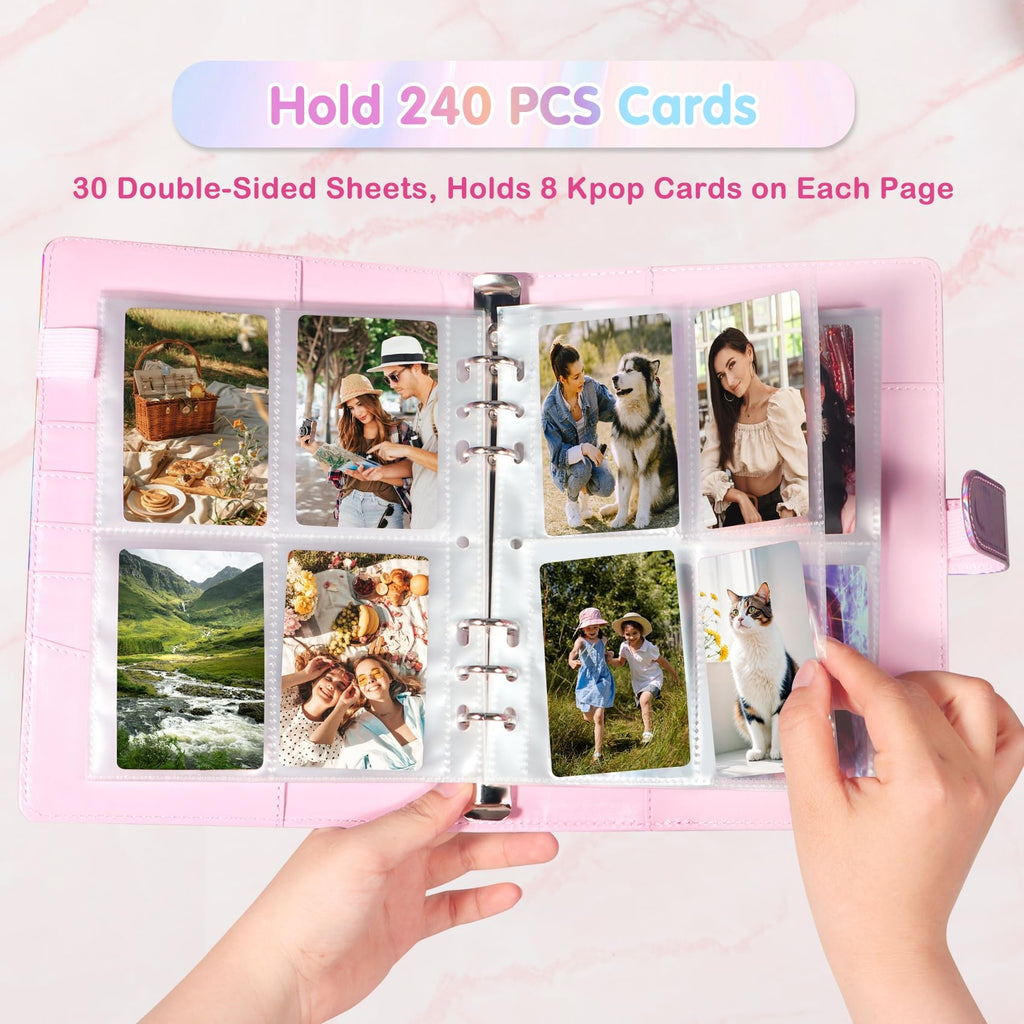 WITHYU A5 Kpop Photocard Binder – Shining Pink, 240-Card Capacity with Magnetic Closure