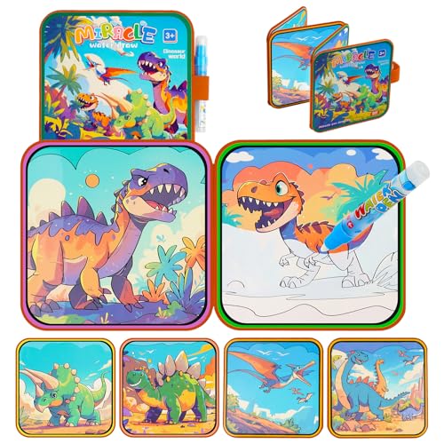 WixbFyn Reusable Dinosaur Water Coloring Book – Mess-Free Water Painting for Toddlers Age 3+