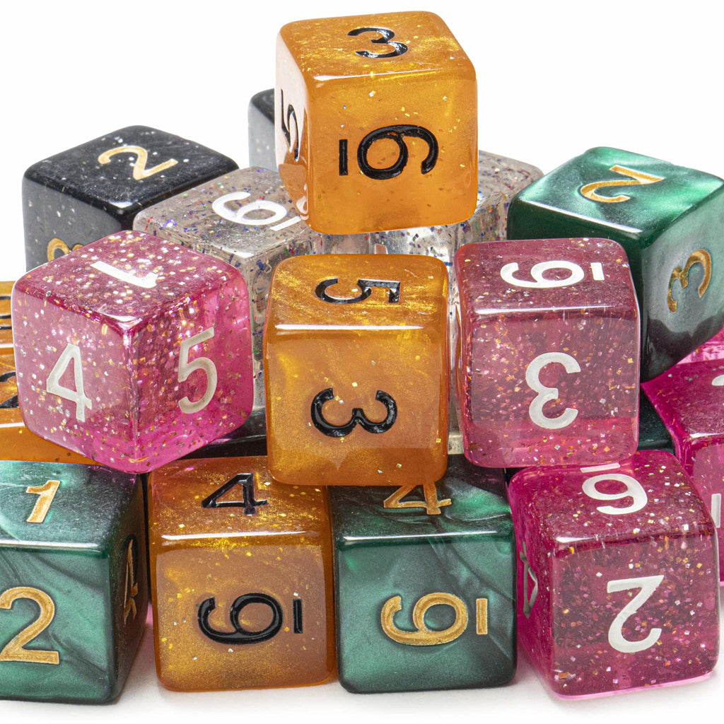 Wiz Dice Bulk D6 Pack – 25 Random-Color Polyhedral Dice for RPGs