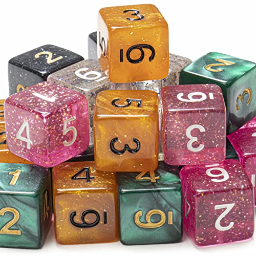 Wiz Dice Bulk D6 Pack – 25 Random-Color Polyhedral Dice for RPGs