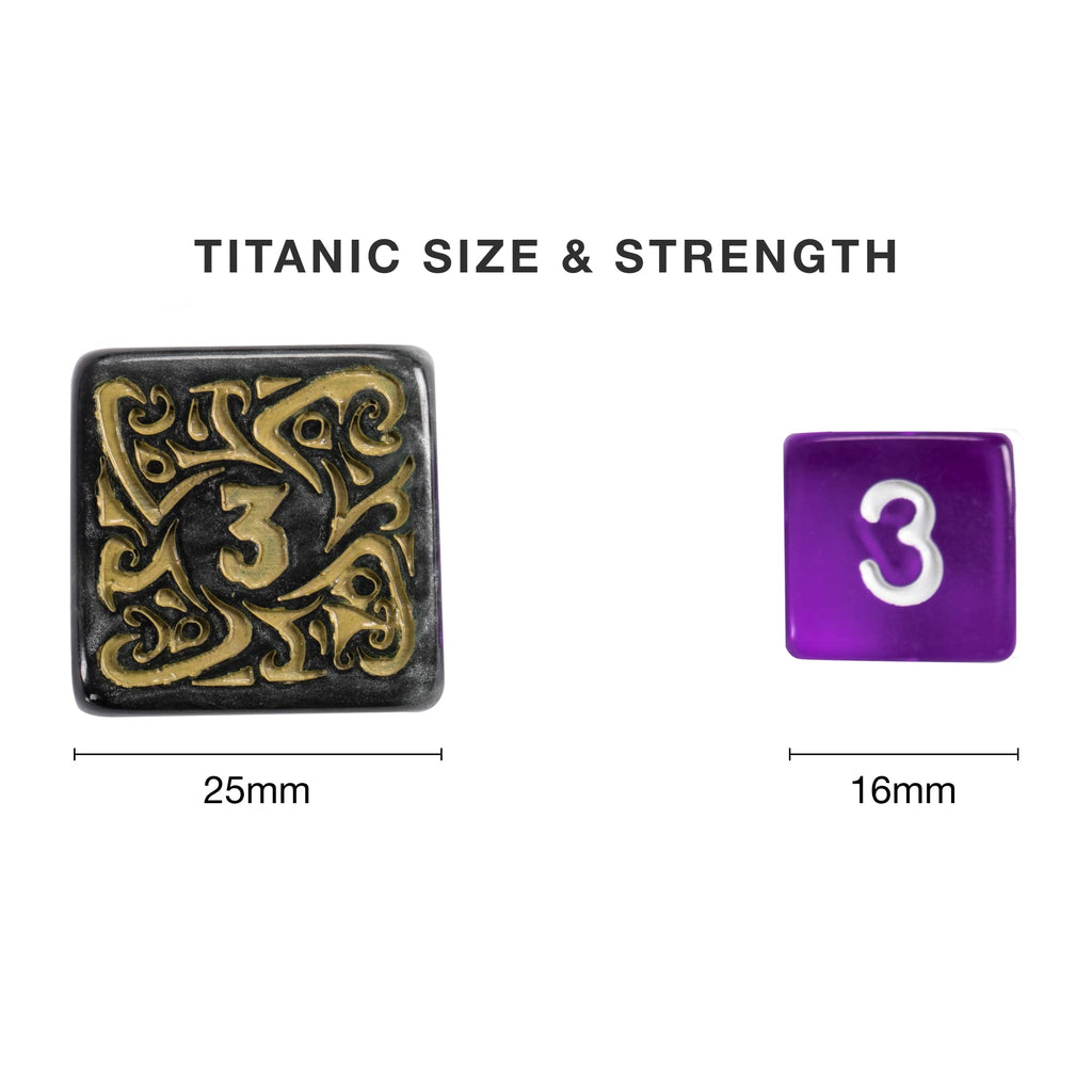Wiz Dice Titan Dice – 25 mm Jumbo Polyhedral Set with Wooden Box for D&D and RPGs