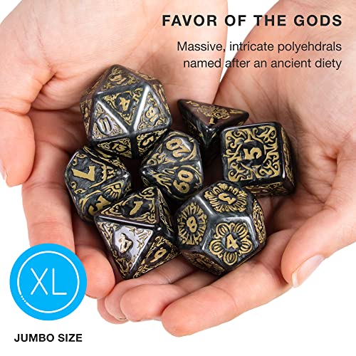Wiz Dice Titan Dice – 25 mm Jumbo Polyhedral Set with Wooden Box for D&D and RPGs