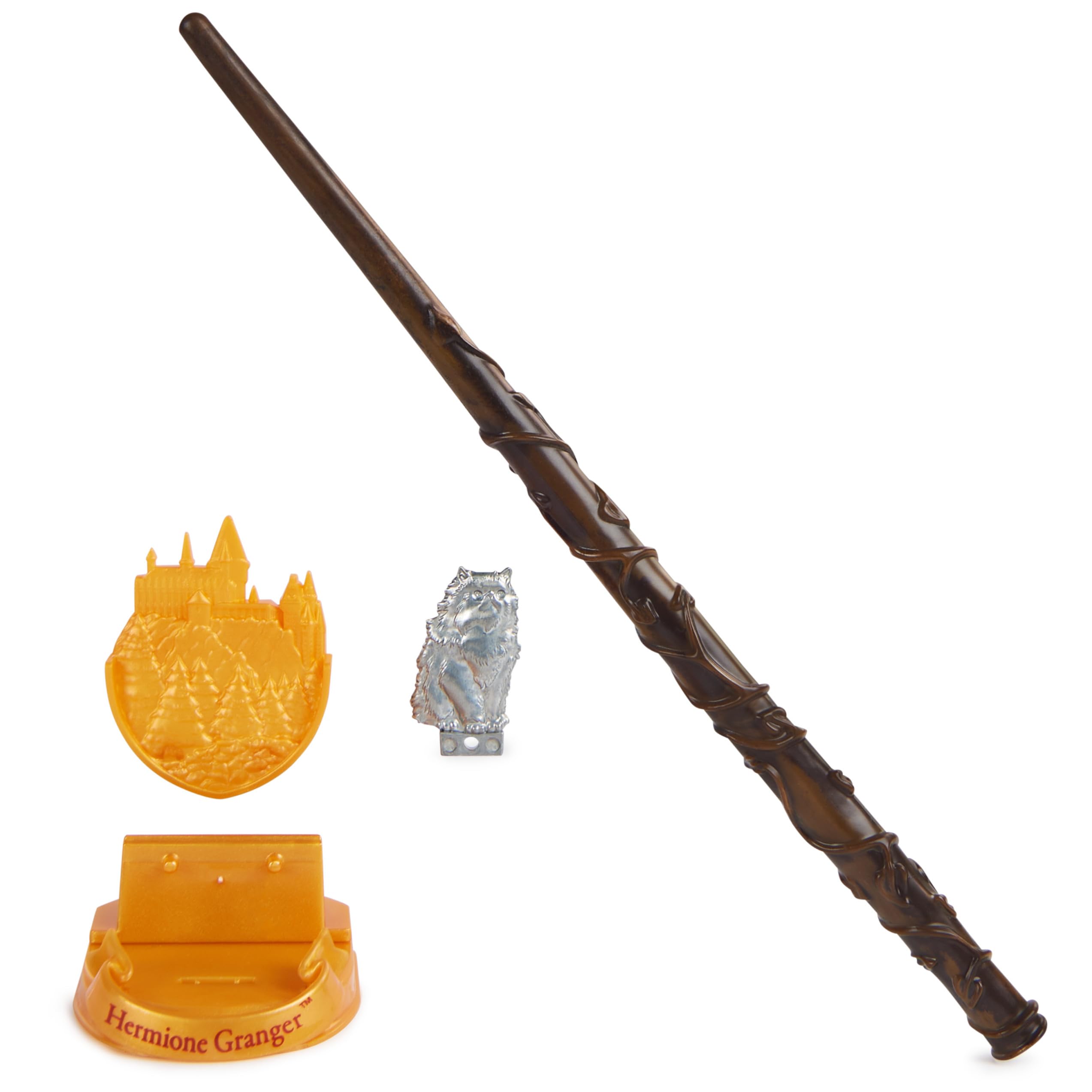 Wizarding World Harry Potter Hermione Granger 12-Inch Magical Collector Wand with Display Stand and Die-Cast Crookshanks Icon