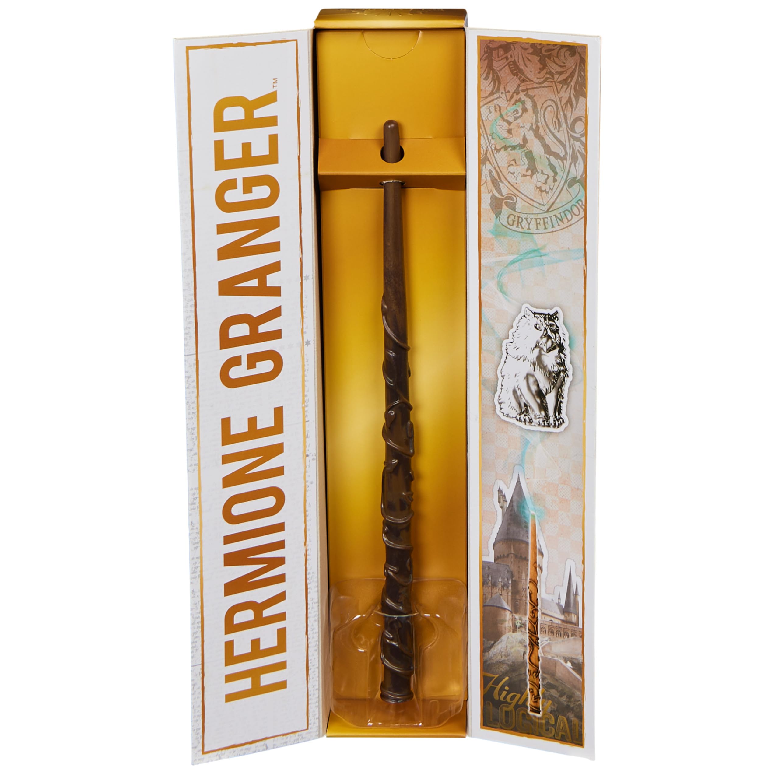 Wizarding World Harry Potter Hermione Granger 12-Inch Magical Collector Wand with Display Stand and Die-Cast Crookshanks Icon