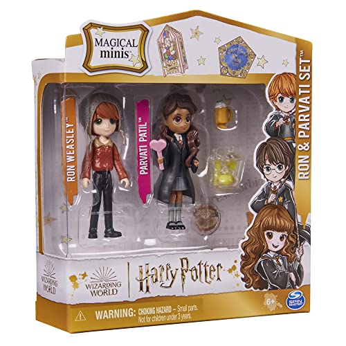 Wizarding World Harry Potter Magical Minis Ron Weasley & Parvati Patil Doll Set - 2 Poseable Figures with Accessories for Ages 6+