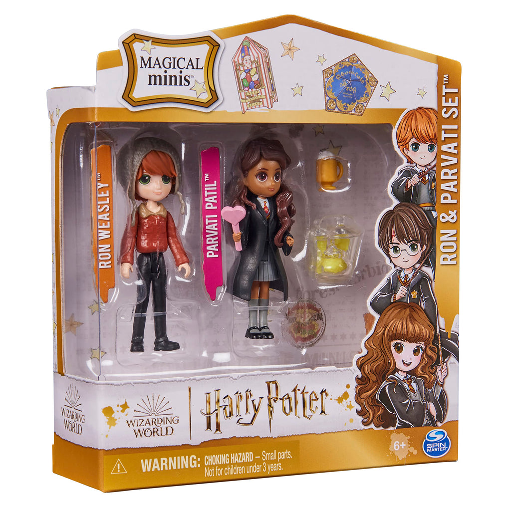 Wizarding World Harry Potter Magical Minis Ron Weasley & Parvati Patil Doll Set - 2 Poseable Figures with Accessories for Ages 6+