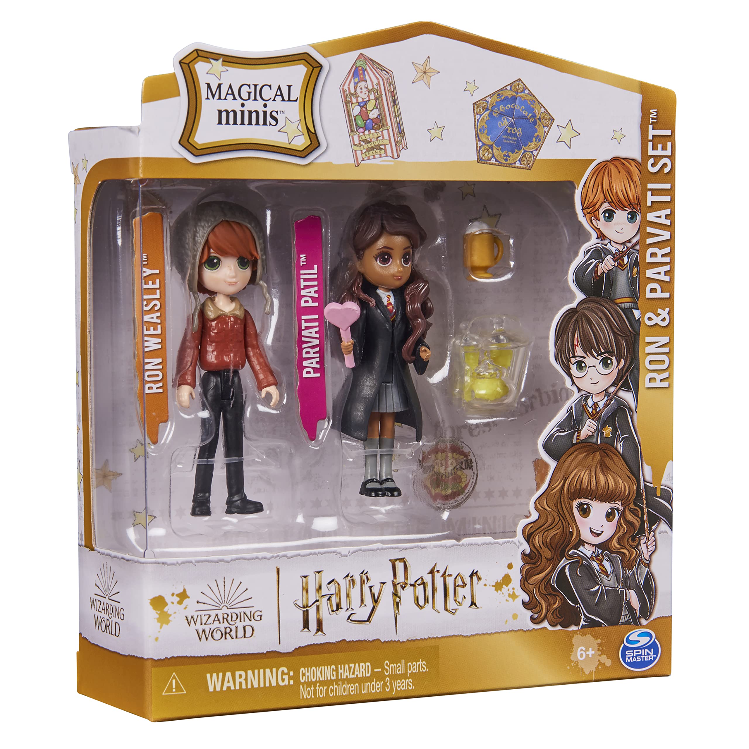 Wizarding World Harry Potter Magical Minis Ron Weasley & Parvati Patil Doll Set - 2 Poseable Figures with Accessories for Ages 6+