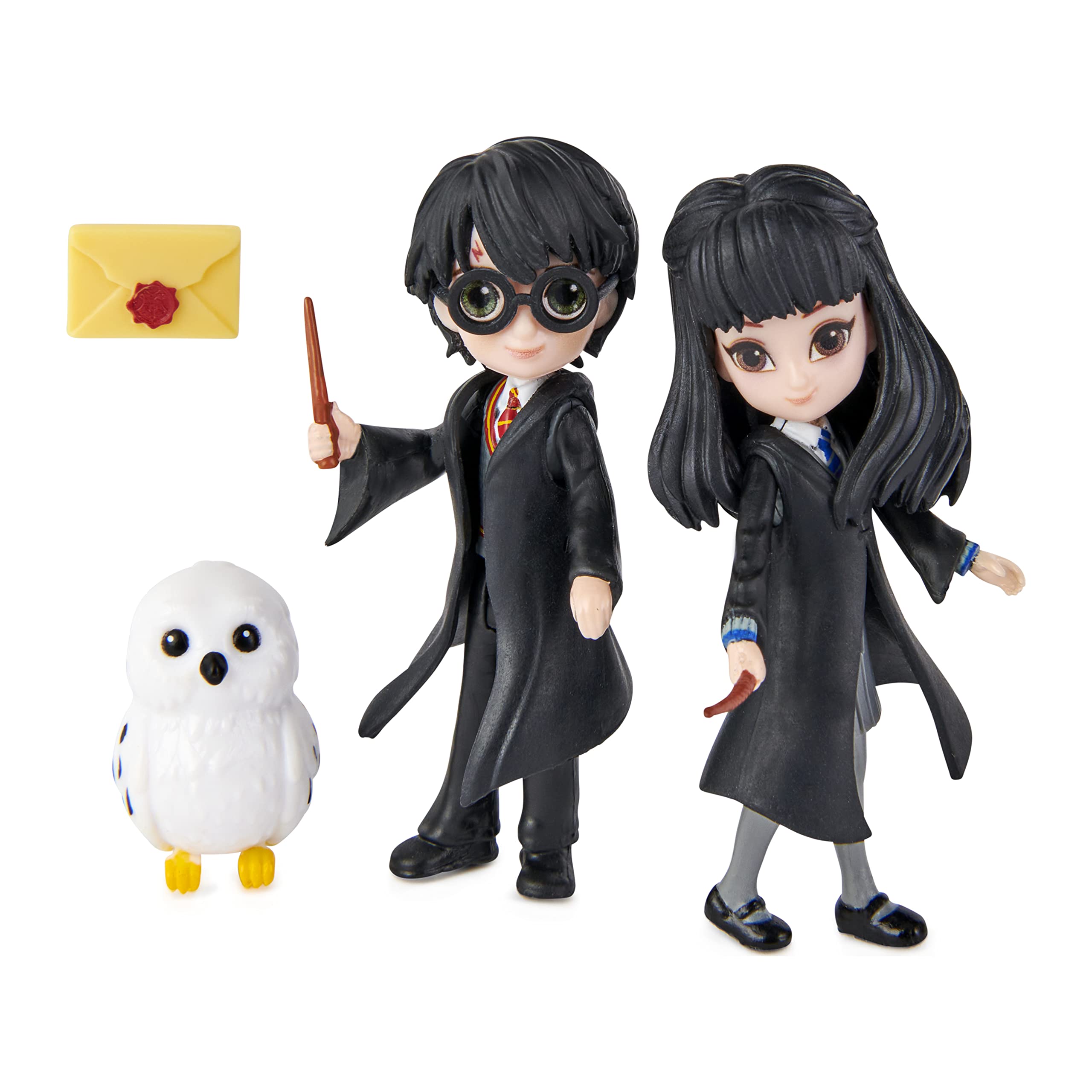 Wizarding World Magical Minis Harry Potter & Cho Chang Friendship Set – 3-Inch Poseable Dolls with Hedwig Owl & Envelope