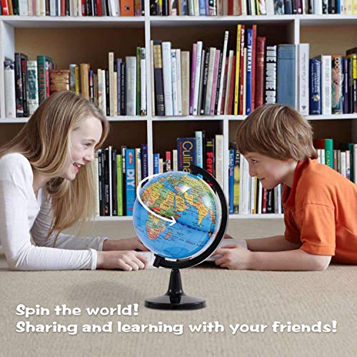 Wizdar 4 Inch Mini World Globe – Educational Rotating Globe for Kids, Classroom, Desk Decor