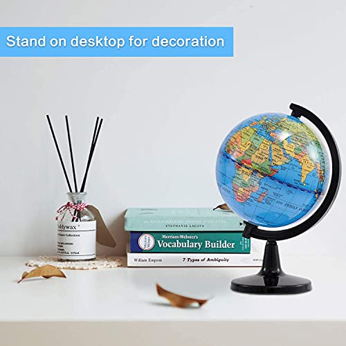 Wizdar 4 Inch Mini World Globe – Educational Rotating Globe for Kids, Classroom, Desk Decor