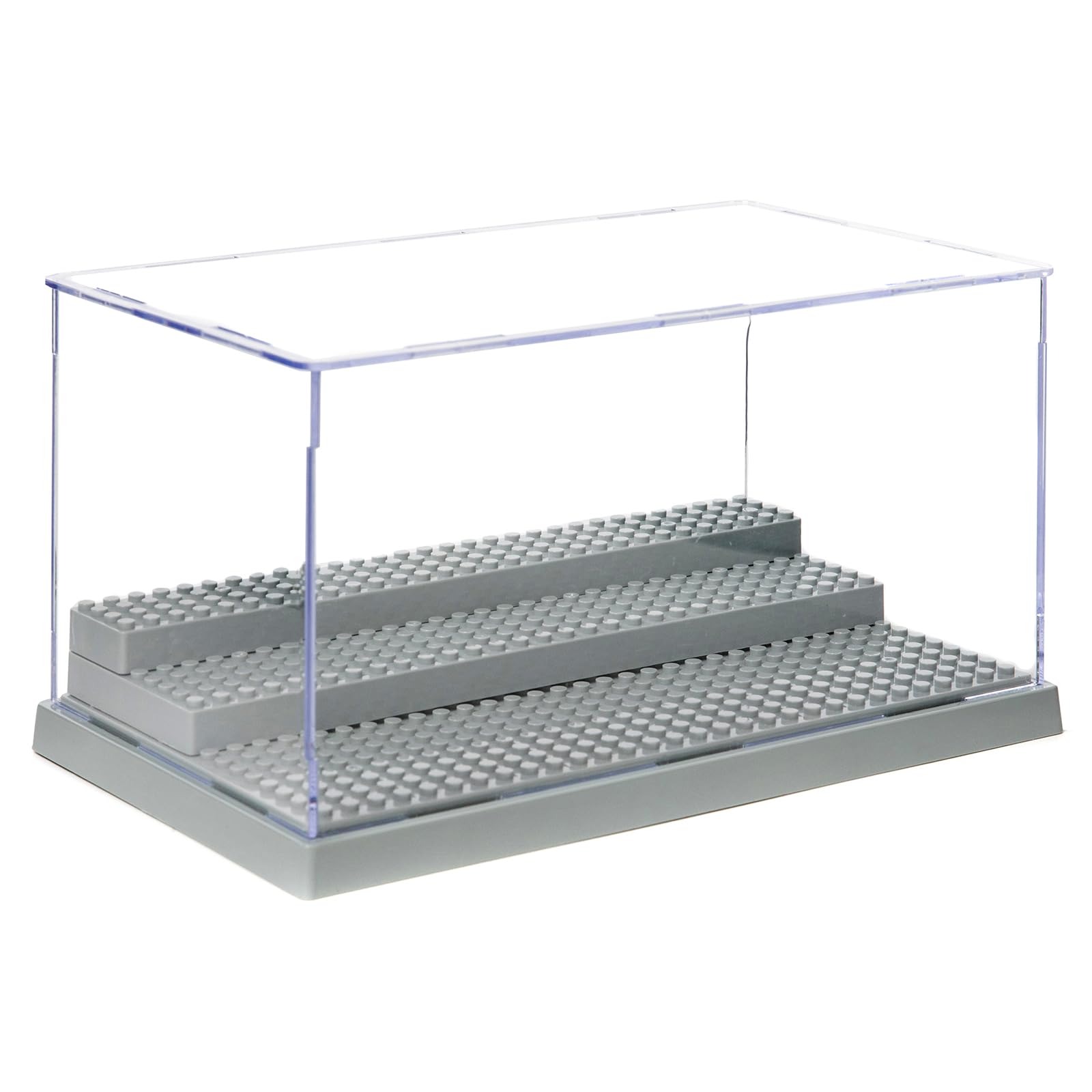 WMM Acrylic Minifigure Display Case with 3 Adjustable Steps – Holds Up to 35 Figures, Dustproof, Grey