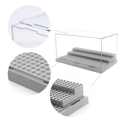 WMM Acrylic Minifigure Display Case with 3 Adjustable Steps – Holds Up to 35 Figures, Dustproof, Grey