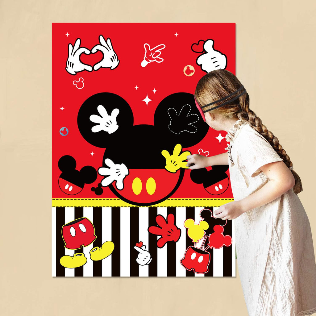 Woansju Red Mouse Birthday Party Game - Pin the Palm on the Mouse with 24 Stickers
