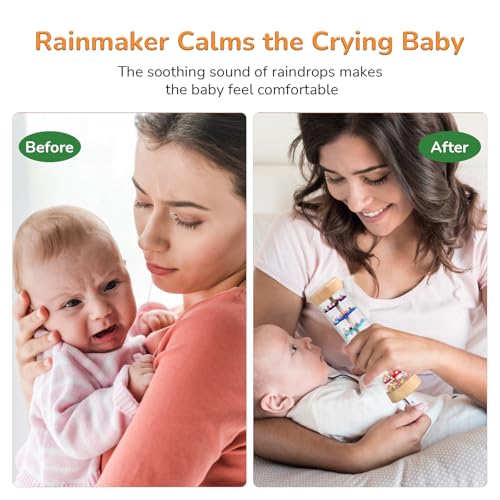 WODI Wooden Baby Rattle Rainstick – Montessori Sensory Rainmaker Toy for Infants 0-12 Months