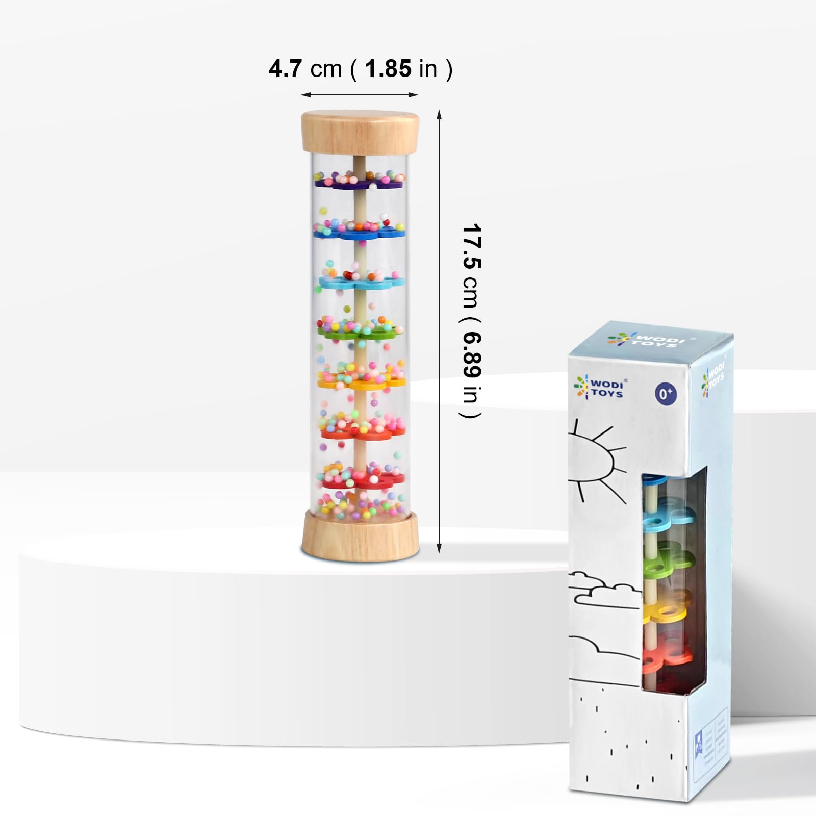 WODI Wooden Baby Rattle Rainstick – Montessori Sensory Rainmaker Toy for Infants 0-12 Months