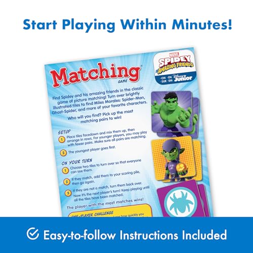 Wonder Forge Marvel Spidey Matching Game – 72 Tiles, Ages 3+, 15-Minute Memory Fun