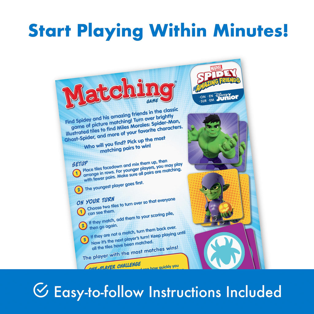 Wonder Forge Marvel Spidey Matching Game – 72 Tiles, Ages 3+, 15-Minute Memory Fun