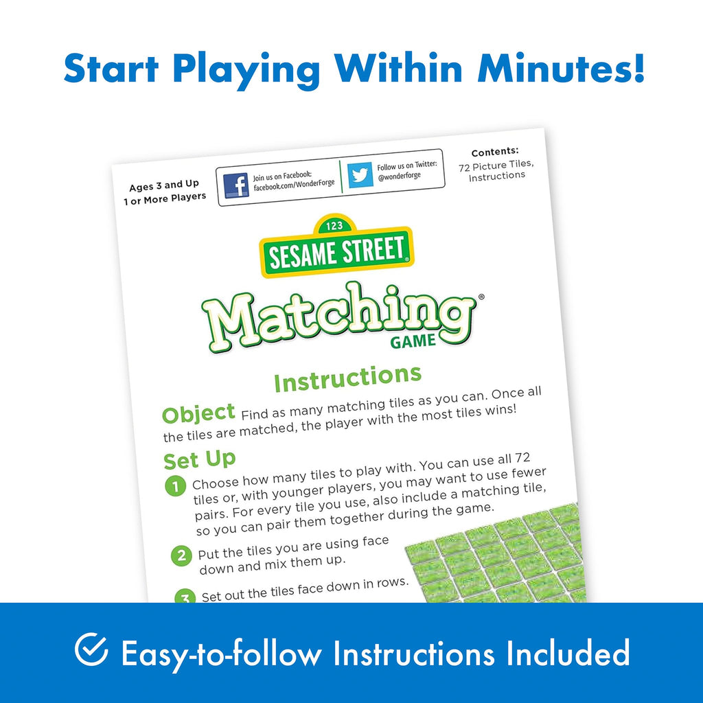 Wonder Forge Sesame Street Memory Matching Game – 72 Tiles with Elmo, Big Bird & Friends for Toddlers Ages 3-6