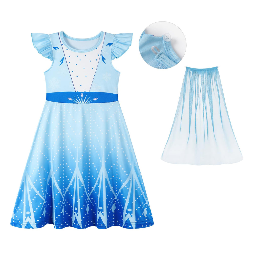 WonderBabe Princess Dress with Cape for Toddler Girls – Christmas Birthday Costume with Ruffle Sleeves