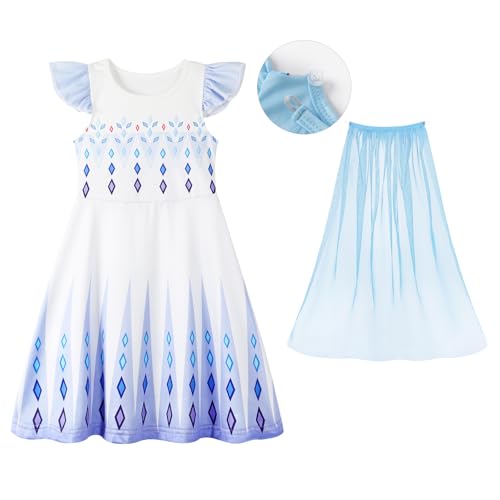 WonderBabe Princess Dress with Cape – Girls Christmas Birthday Party Costume, Toddler Ruffle Sleeve Fancy Outfit