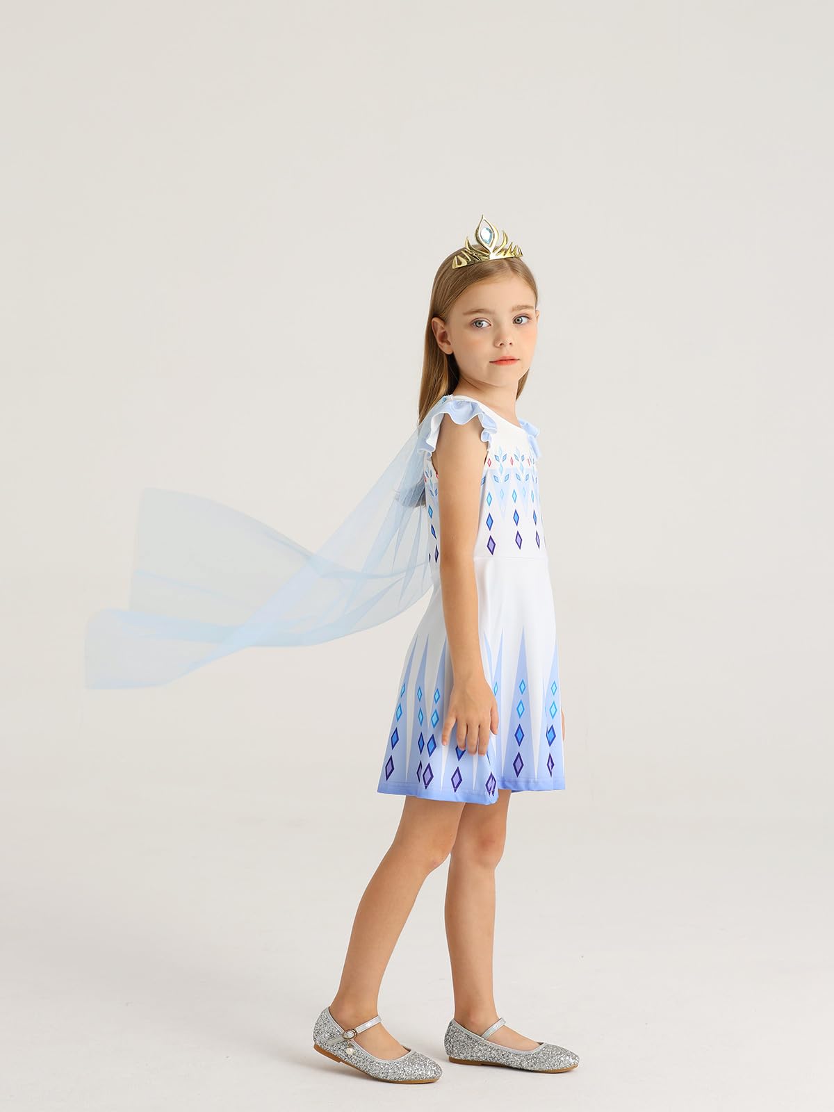 WonderBabe Princess Dress with Cape – Girls Christmas Birthday Party Costume, Toddler Ruffle Sleeve Fancy Outfit