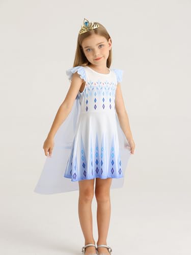 WonderBabe Princess Dress with Cape – Girls Christmas Birthday Party Costume, Toddler Ruffle Sleeve Fancy Outfit