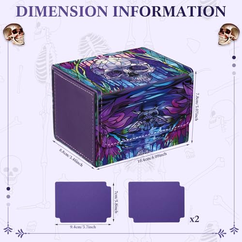 Wonderjune Purple Leather Card Deck Case with Strong Magnet – Holds 120+ Cards, Includes 2 Dividers