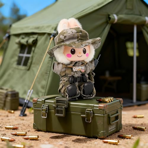 WONDOLL 9-Piece Camouflage Military Uniform Set for 17cm Dolls - Complete Accessories