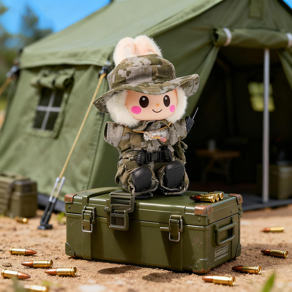 WONDOLL 9-Piece Camouflage Military Uniform Set for 17cm Dolls - Complete Accessories