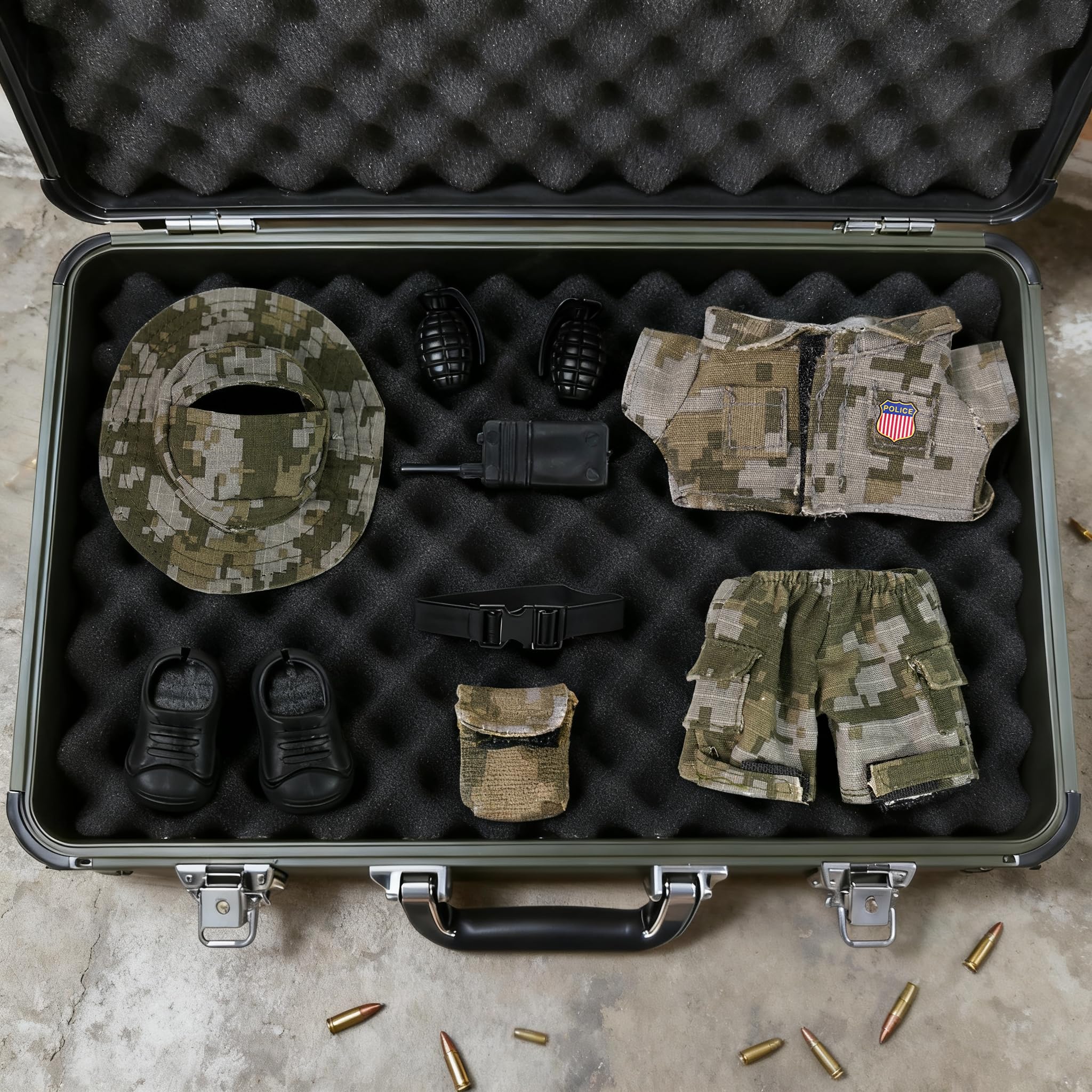 WONDOLL 9-Piece Camouflage Military Uniform Set for 17cm Dolls - Complete Accessories