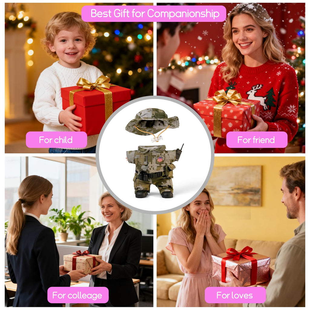 WONDOLL 9-Piece Camouflage Military Uniform Set for 17cm Dolls - Complete Accessories