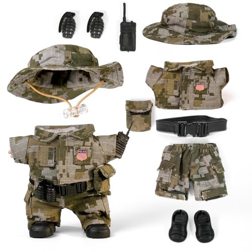 WONDOLL 9-Piece Camouflage Military Uniform Set for 17cm Dolls - Complete Accessories