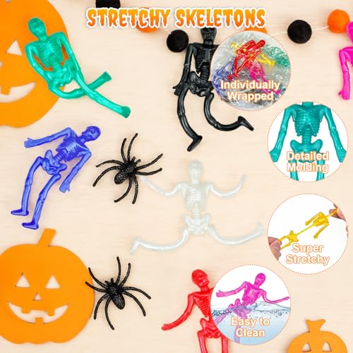Wondrus 36-Pack Halloween Stretchy Skeleton Toys – Non-Candy Party Favors for Goodie Bags, Boo Baskets, and Trick-or-Treat
